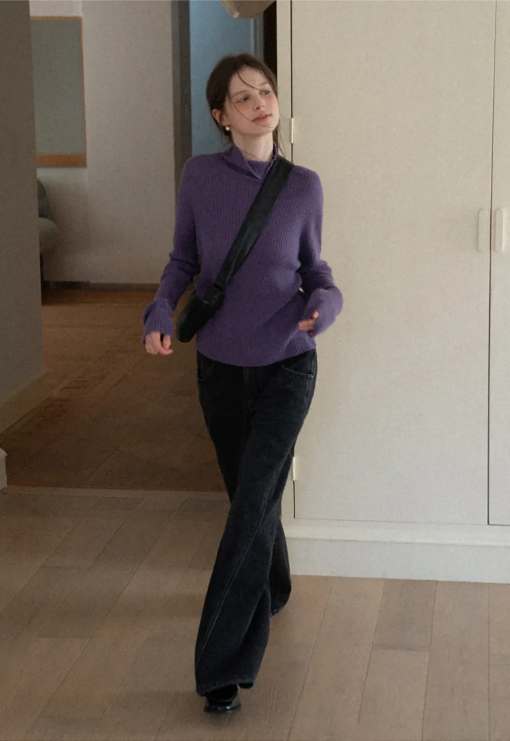 Women Ribbed Turtleneck Sweater for Fall