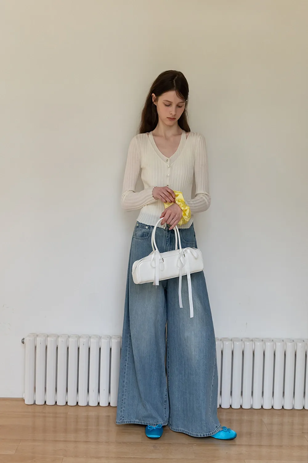 Ribbed Long Sleeve Knit Top