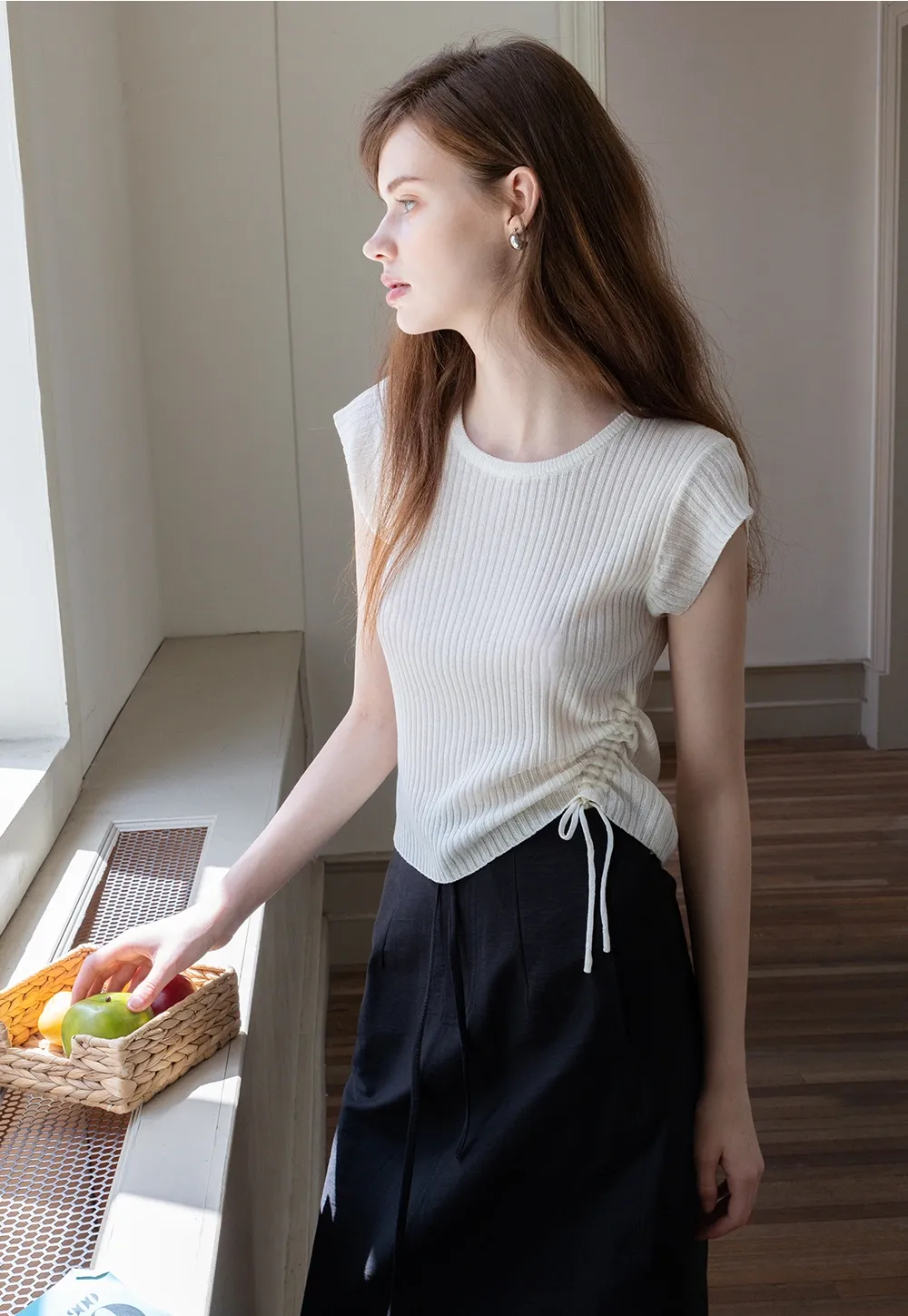 Women's Ribbed Tie-Side Top