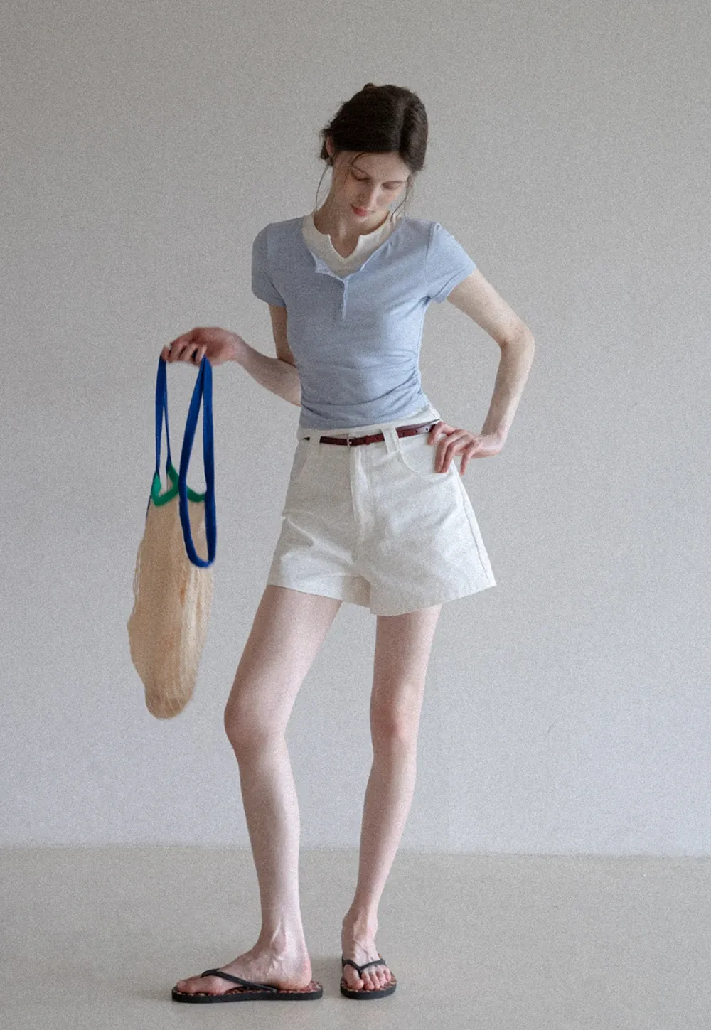 Women’s Belted High-Waist Cotton Shorts