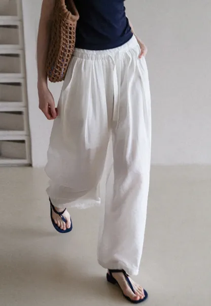 Women's Casual Loose Fit Pants with Elastic Drawstring Waist