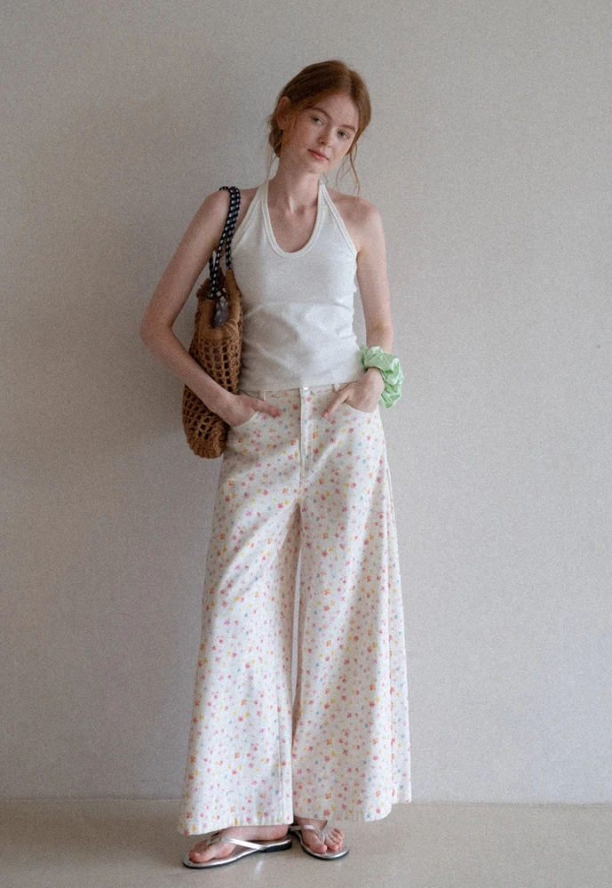 Women’s Pastel Floral Wide-Leg Pants