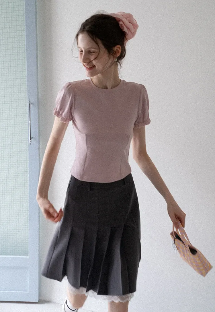 Women’s Puff Sleeve Fitted T-Shirt