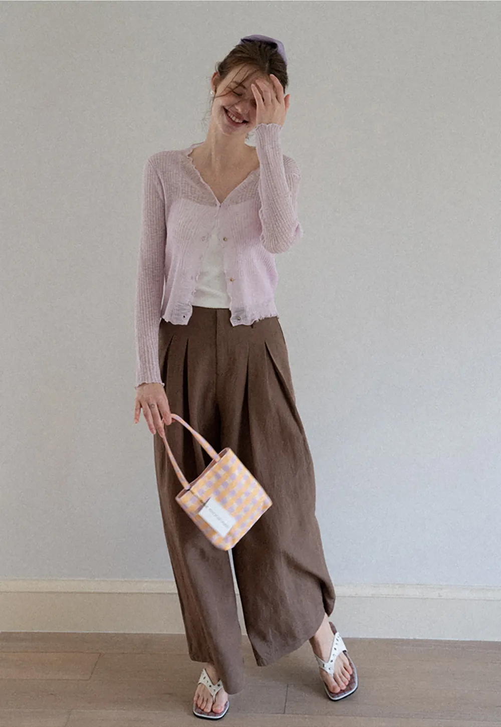 Wide Leg Pants with Braided Rope Belt