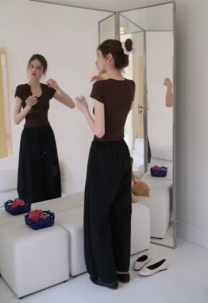 Drawstring Wide-Leg Pants