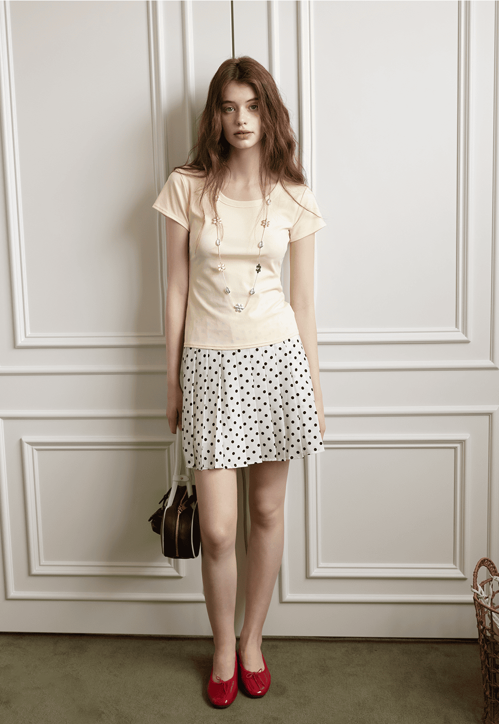 Polka Dot Pleated Mini Skirt