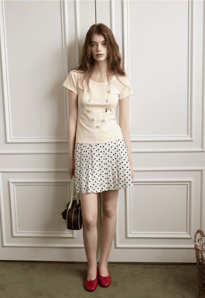 Polka Dot Pleated Mini Skirt
