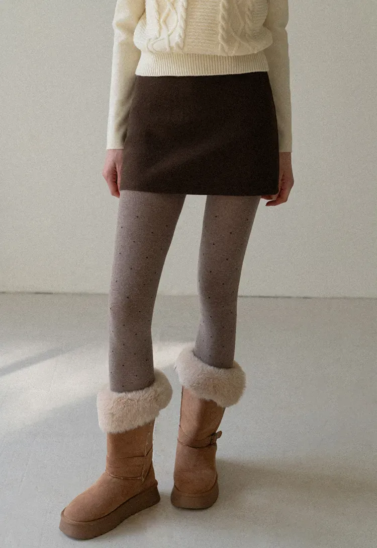 High-Waisted A-Line Wool Skirt(with belt)