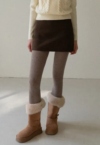 High-Waisted A-Line Wool Skirt(with belt)