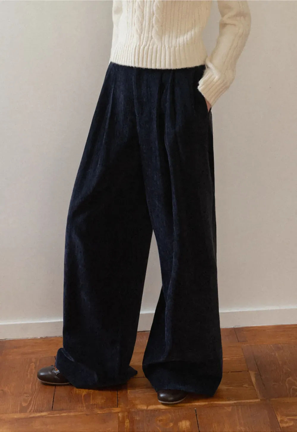 Velvet Wide-Leg Trousers