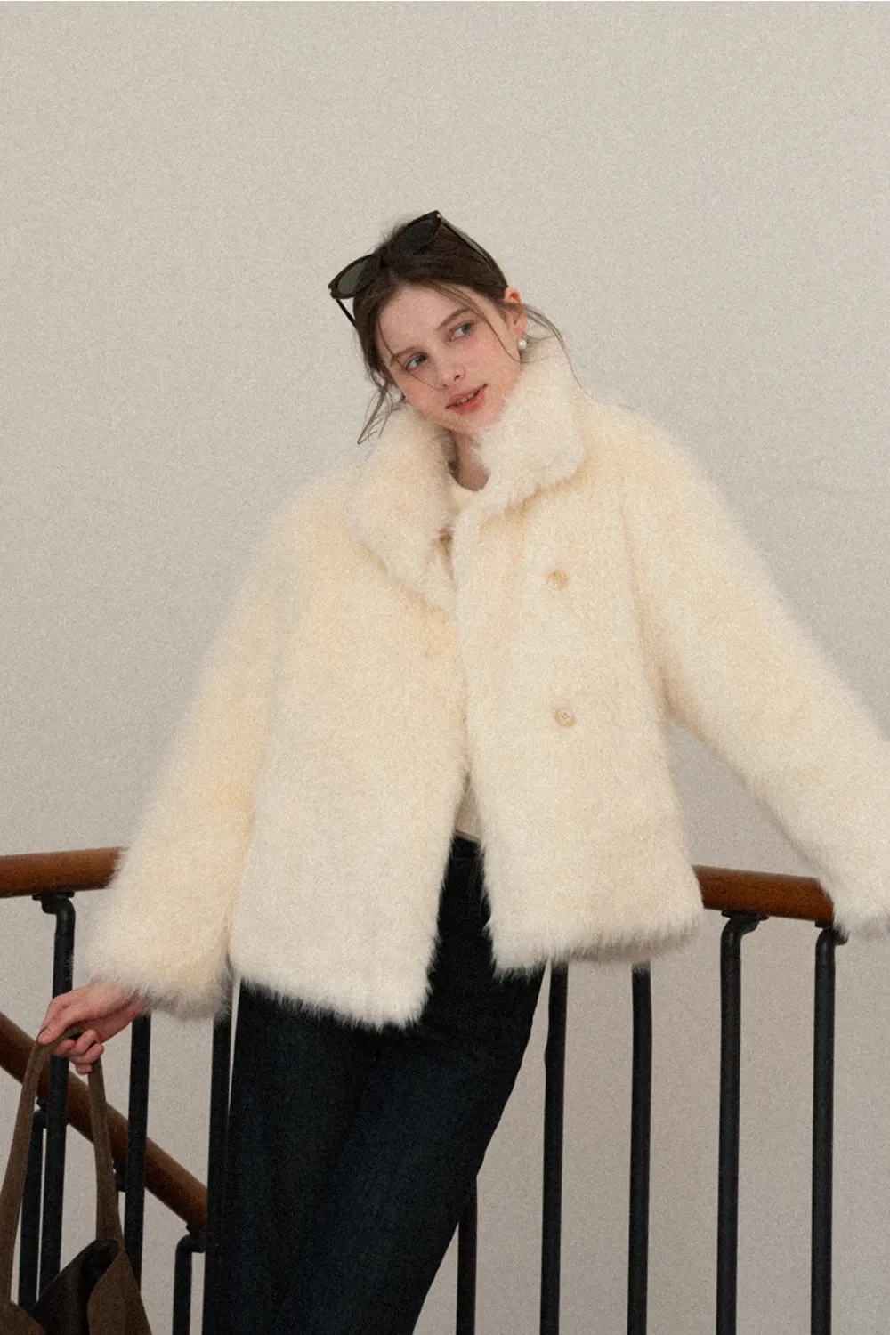 Plush Faux Fur Jacket Buttons