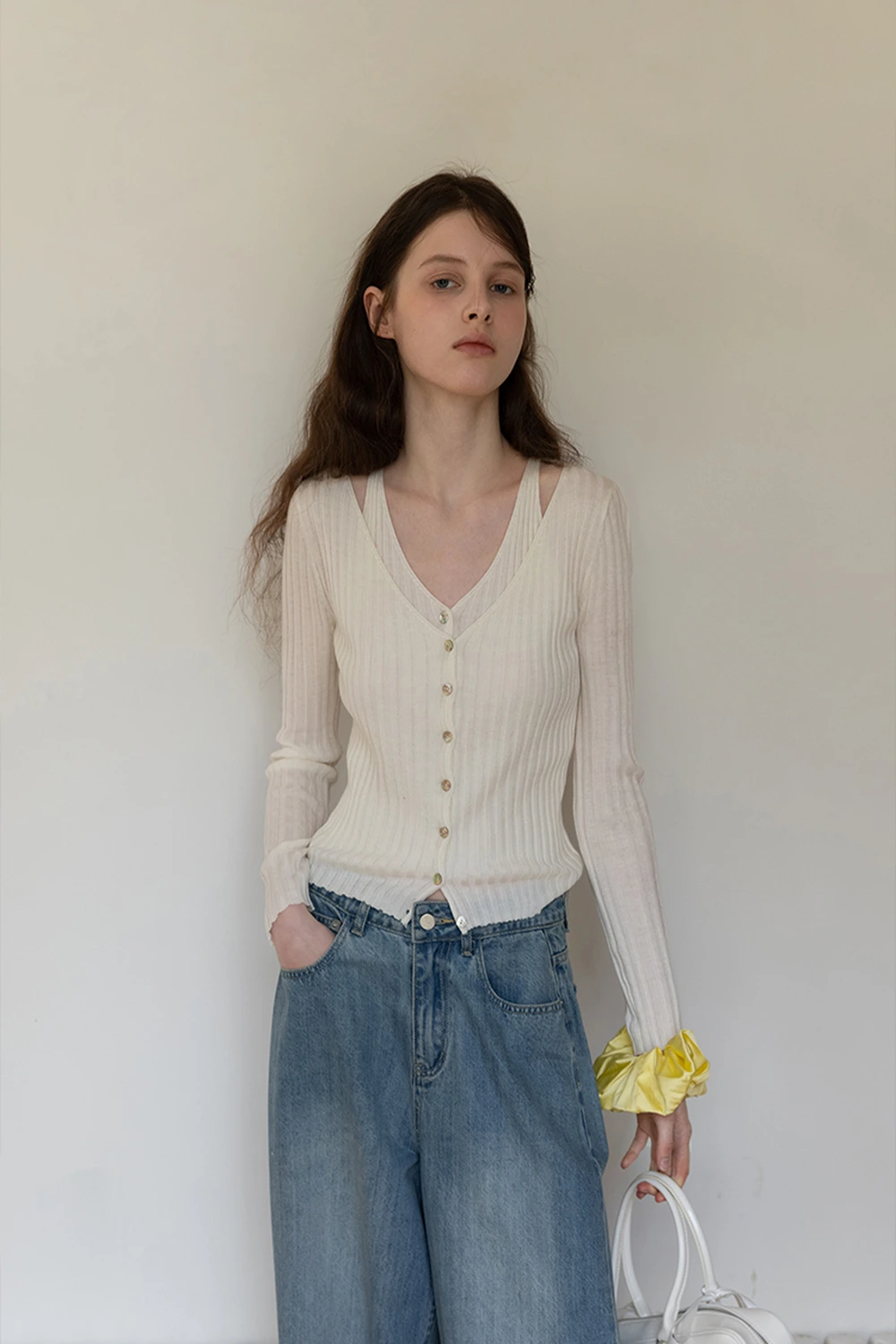 Ribbed Long Sleeve Knit Top