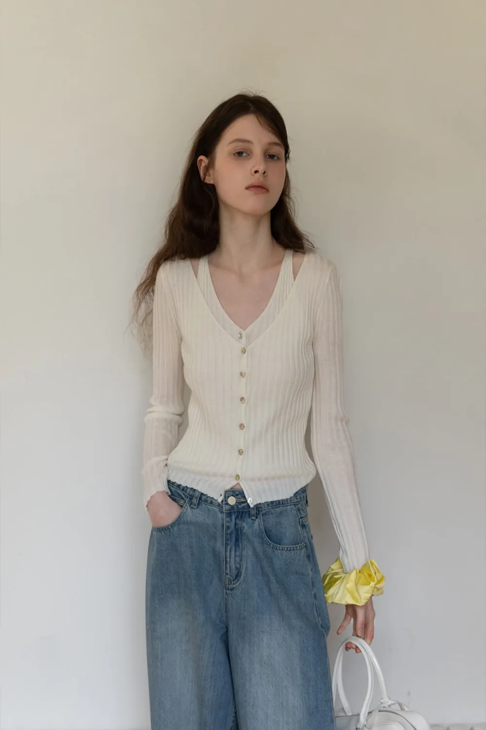 Ribbed Long Sleeve Knit Top