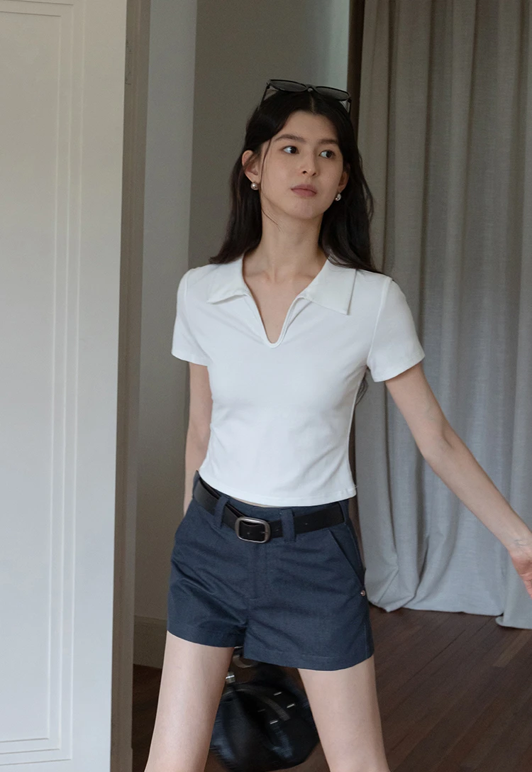 Collared V-Neck Tee