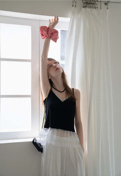 Lace Trim Layered Hem Cami Top