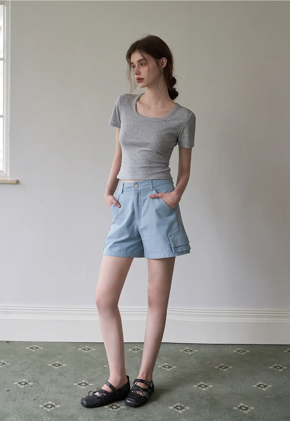 Women's Solid Square Neck Fitted T-Shirt And Tank Top