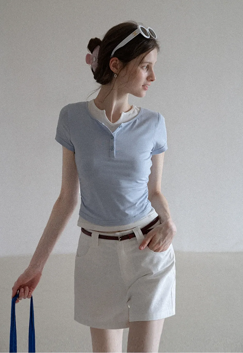 Women’s Belted High-Waist Cotton Shorts