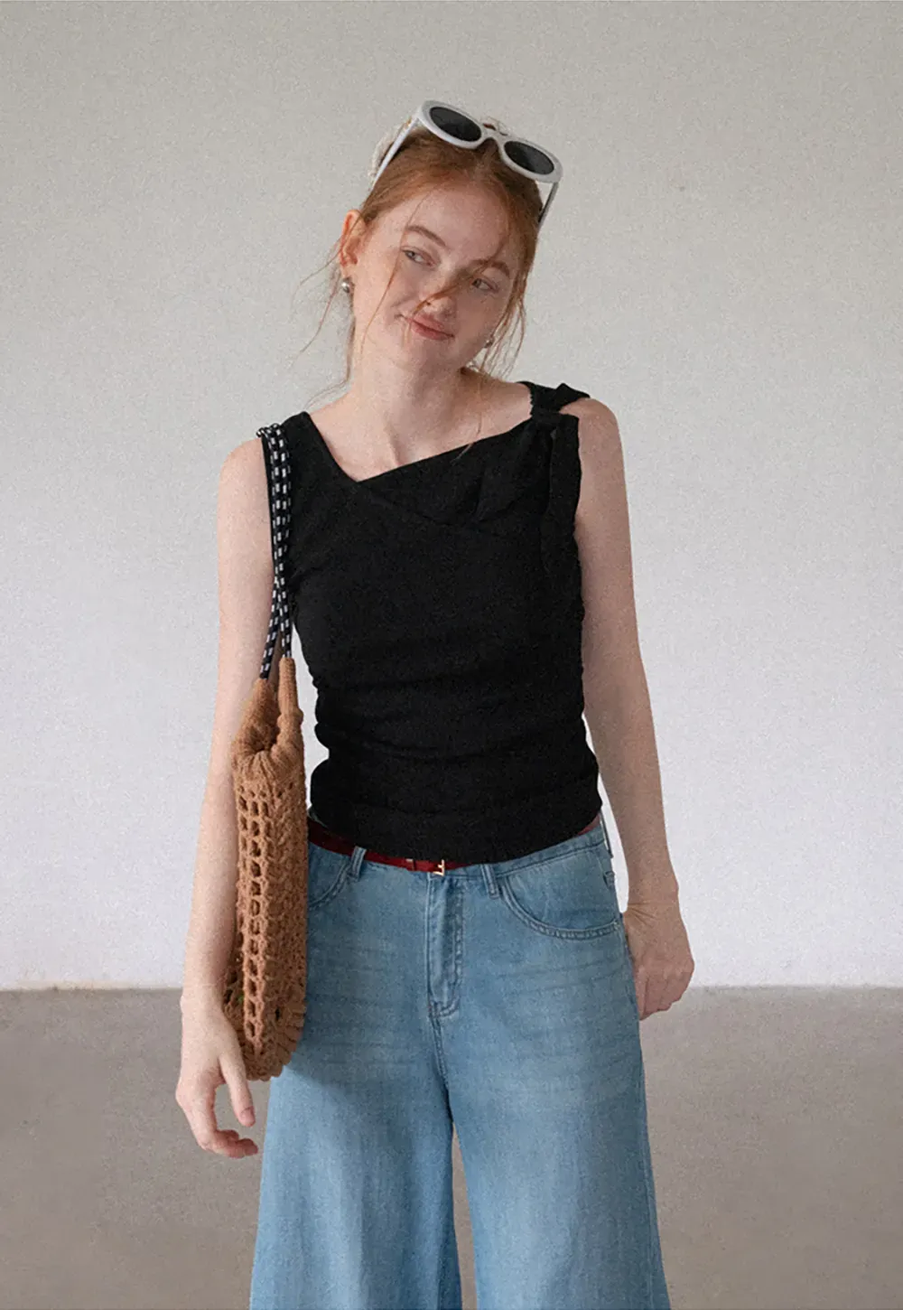 Asymmetrical One-Shoulder Tie Tank