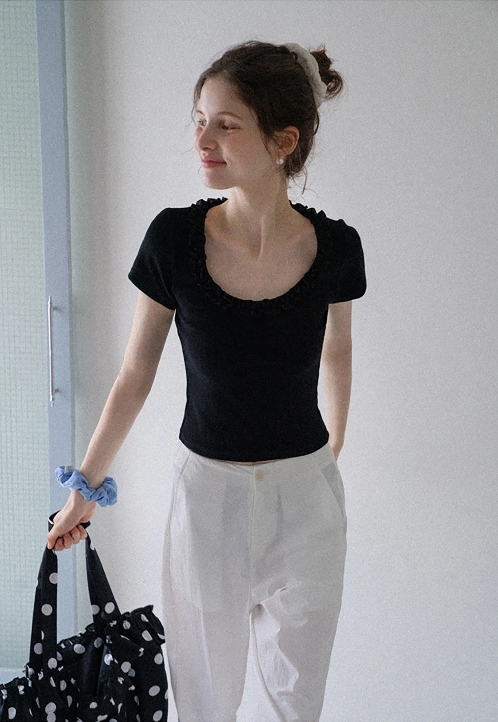 Women's Ruffle-Trim Scoopneck Tee