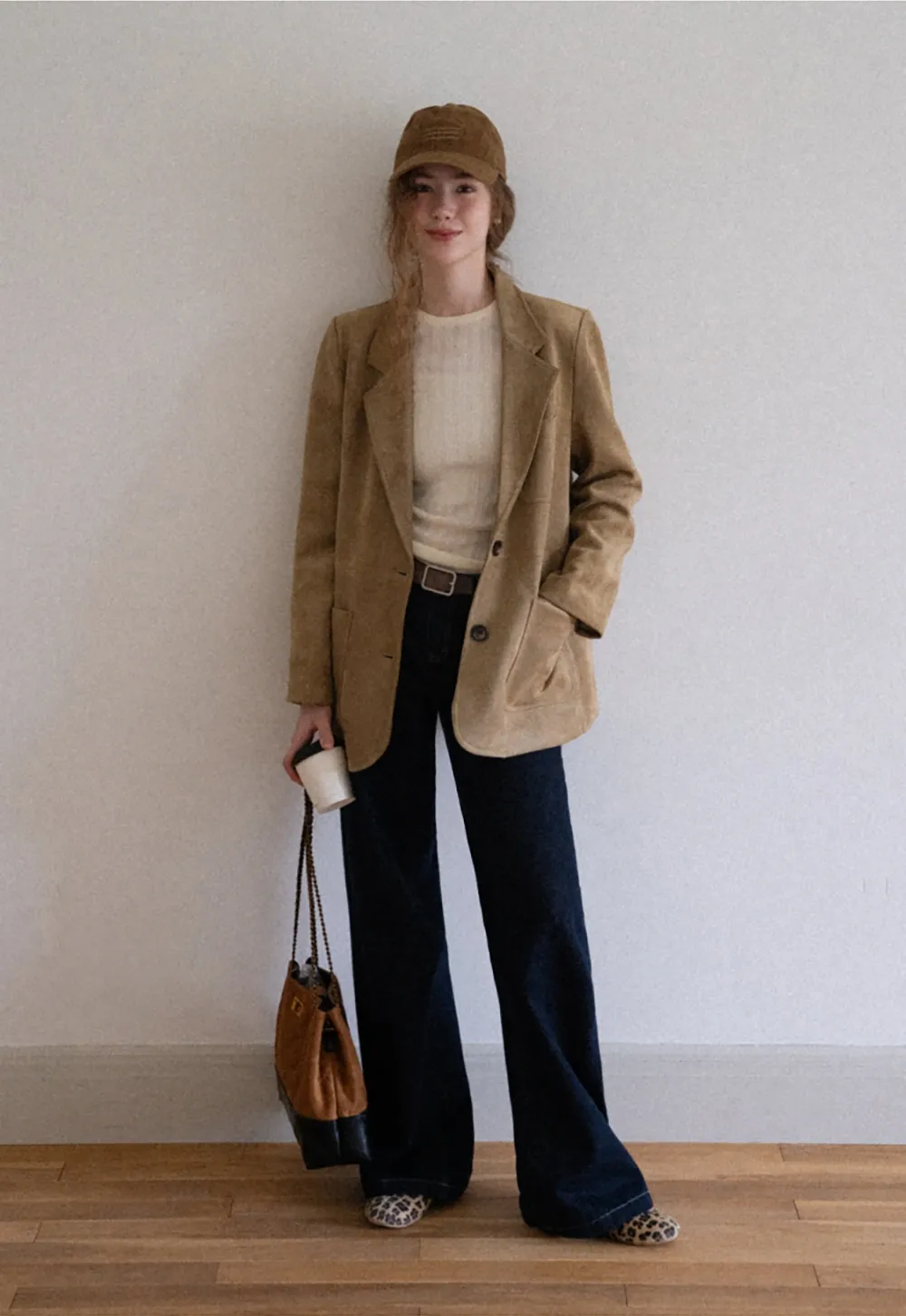 Faux Suede Blazer Jacket for Women with Pockets