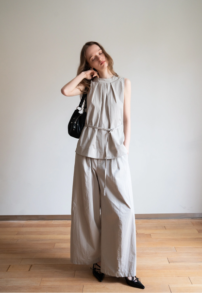 Women’s 2 Piece Sleeveless Top and Wide Leg Pants Set