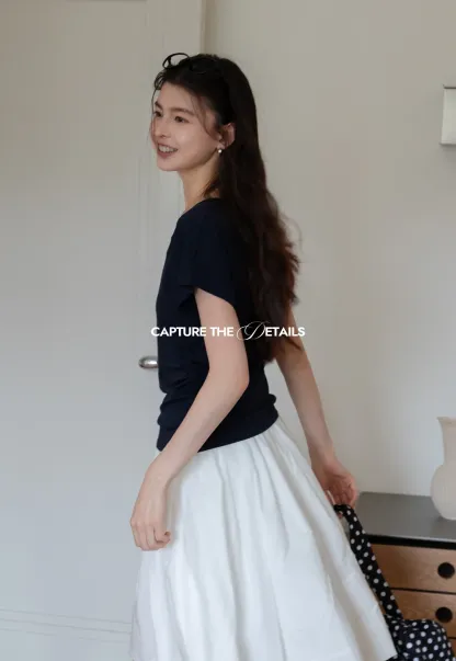 Women’s Side-Ruched Cap-Sleeve Tee