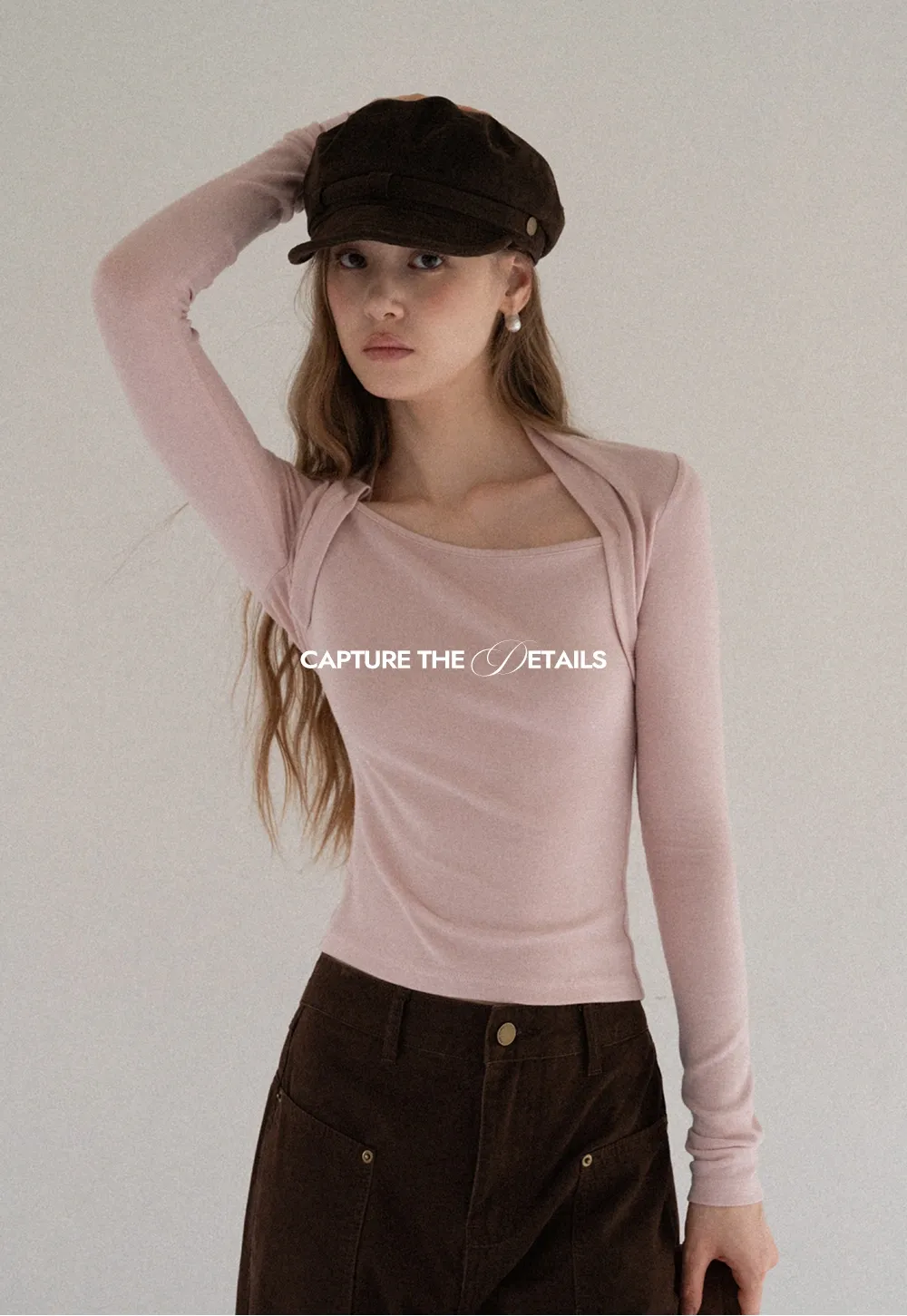 Square Neck Long Sleeve Slim Fit Top