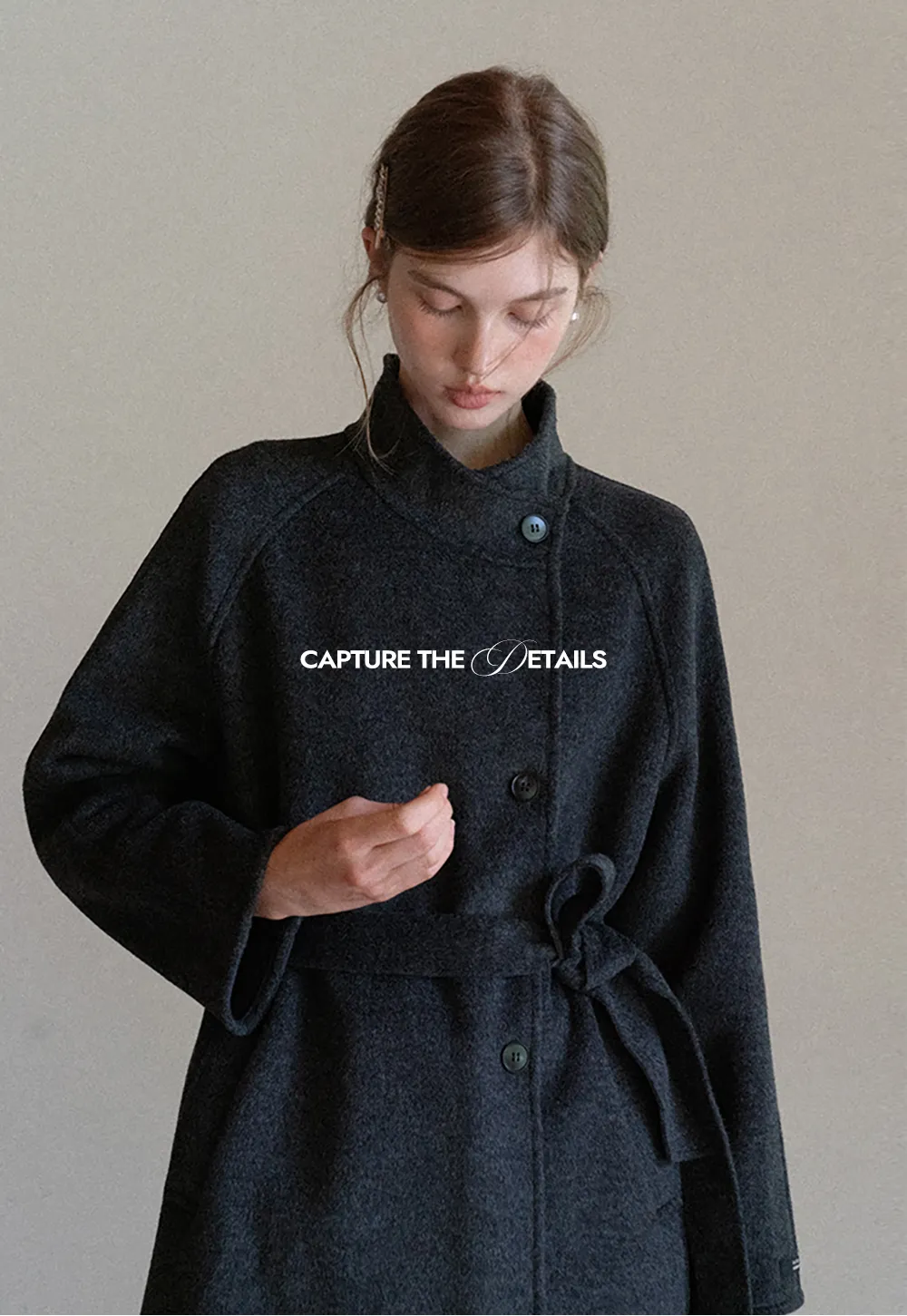 Wool Blend Belted Coat with Scarf Detail