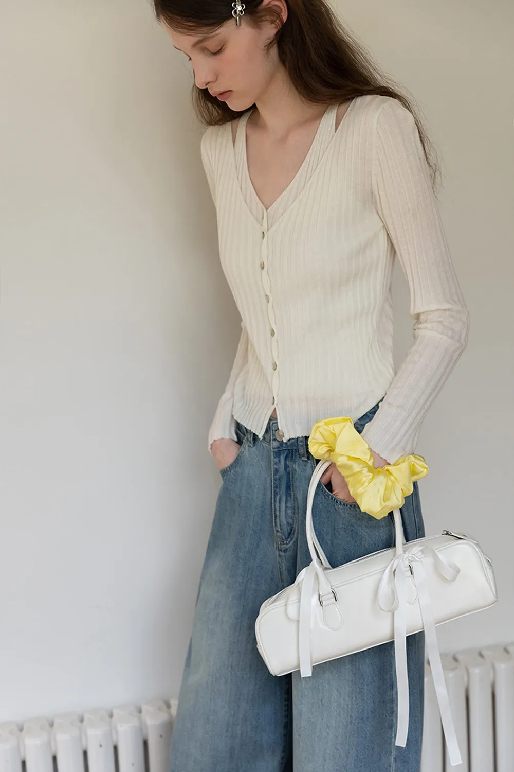 Ribbed Long Sleeve Knit Top