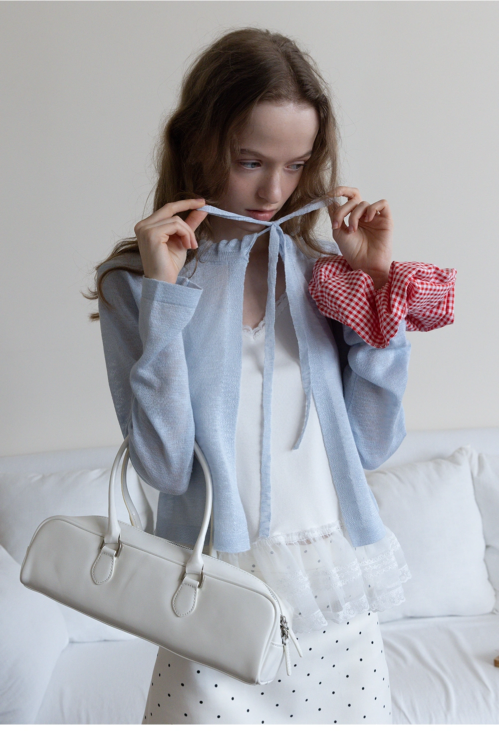 Women's Ruffle Trim Knit Cardigan
