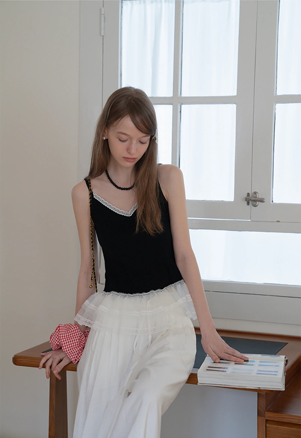 Lace Trim Layered Hem Cami Top