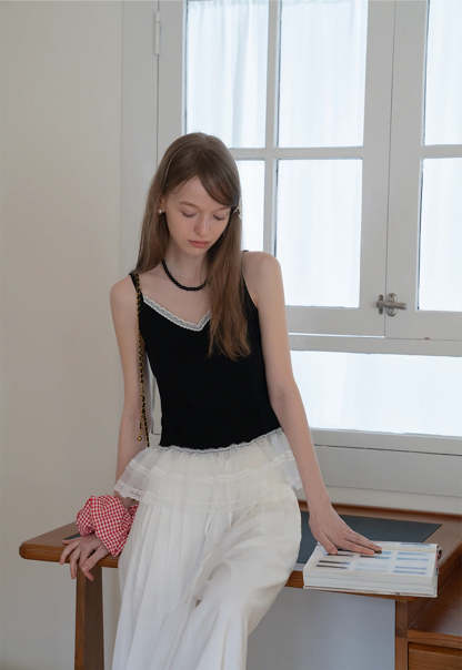 Lace Trim Layered Hem Cami Top