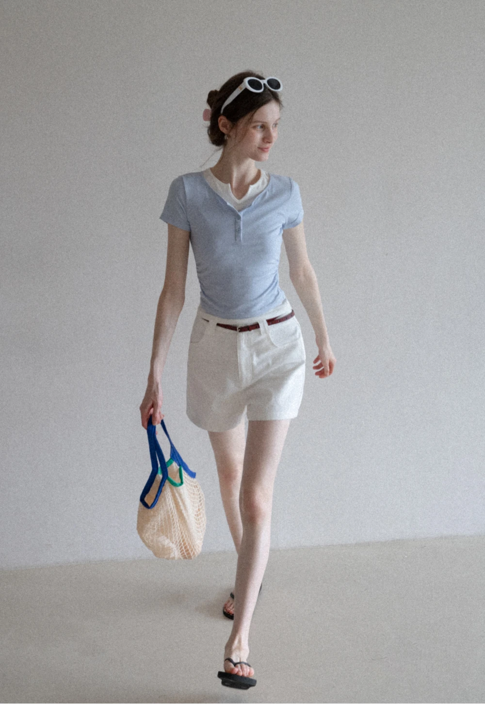 Women’s Belted High-Waist Cotton Shorts
