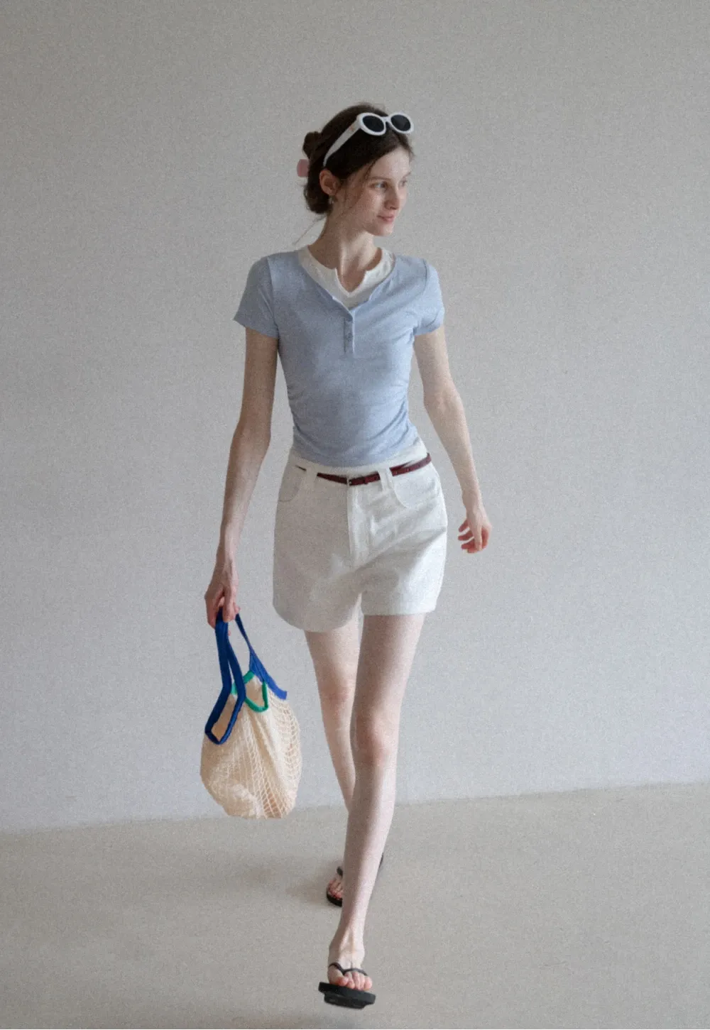 Women’s Belted High-Waist Cotton Shorts