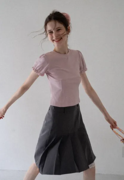Women’s Puff Sleeve Fitted T-Shirt 