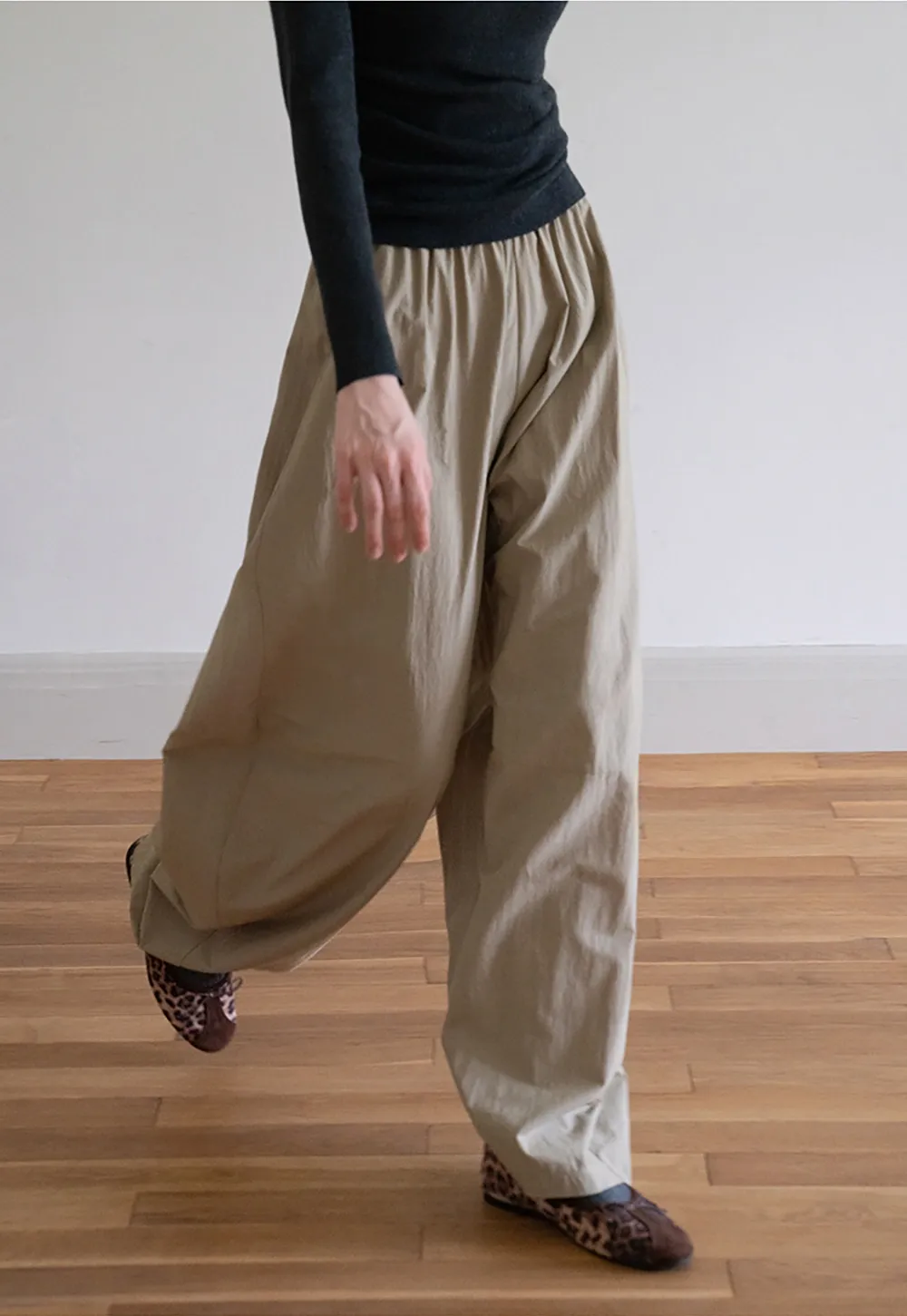 WomensElastic Waist Wide Leg Pants