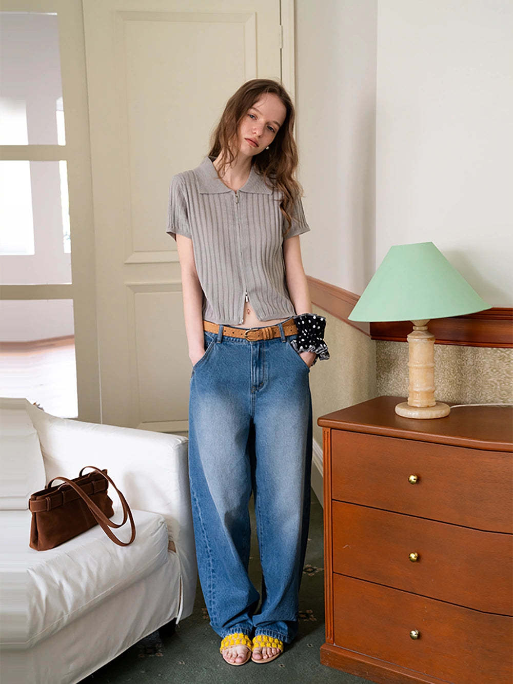 Women's High Waist Vintage Wide Leg Jeans