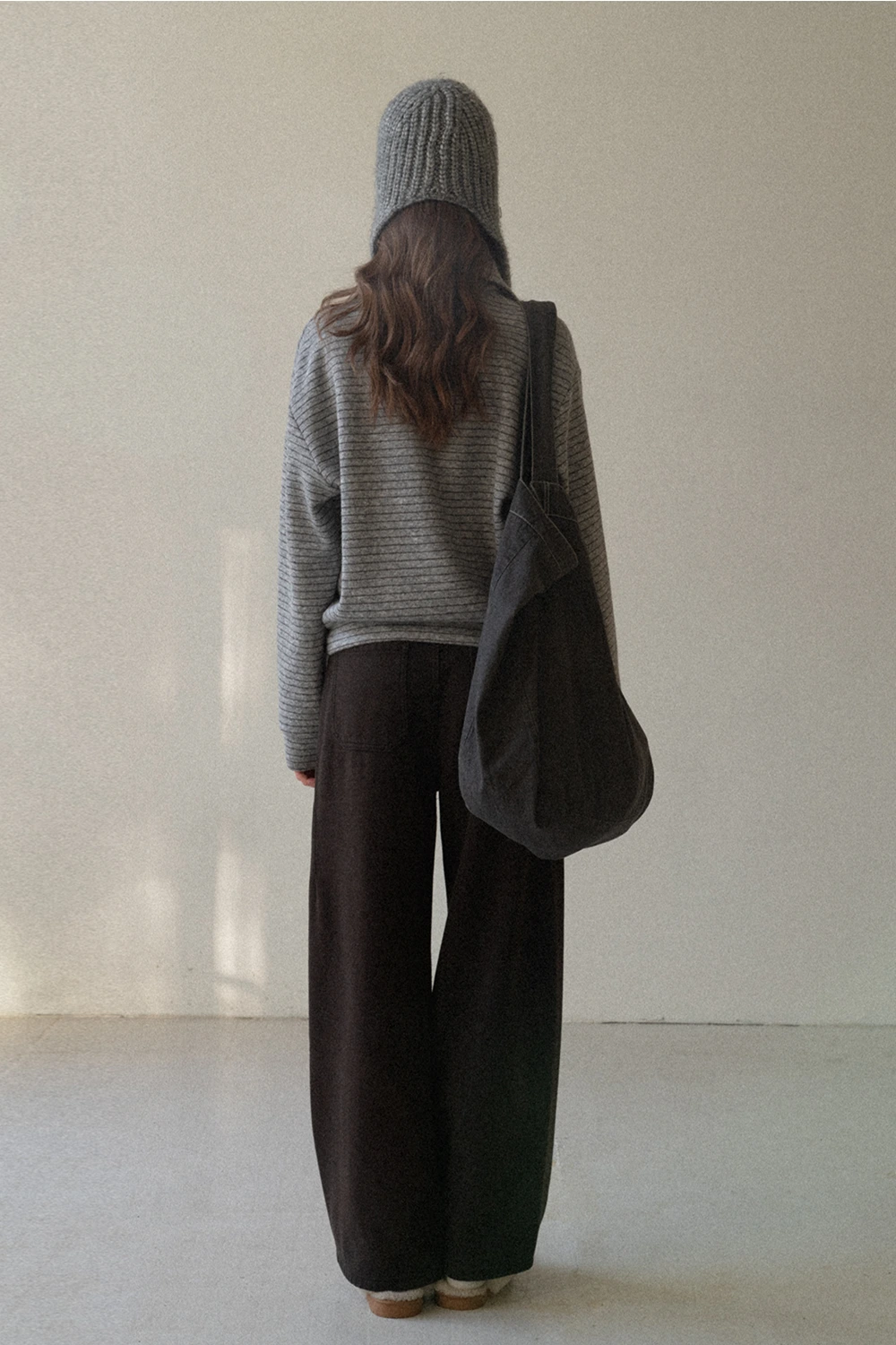 Loose Fleece-Lined Jeans with Tassel Belt