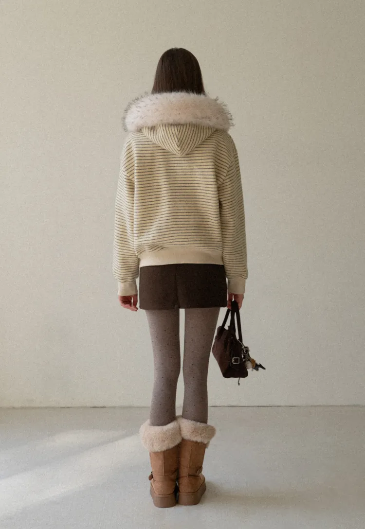 High-Waisted A-Line Wool Skirt(with belt)