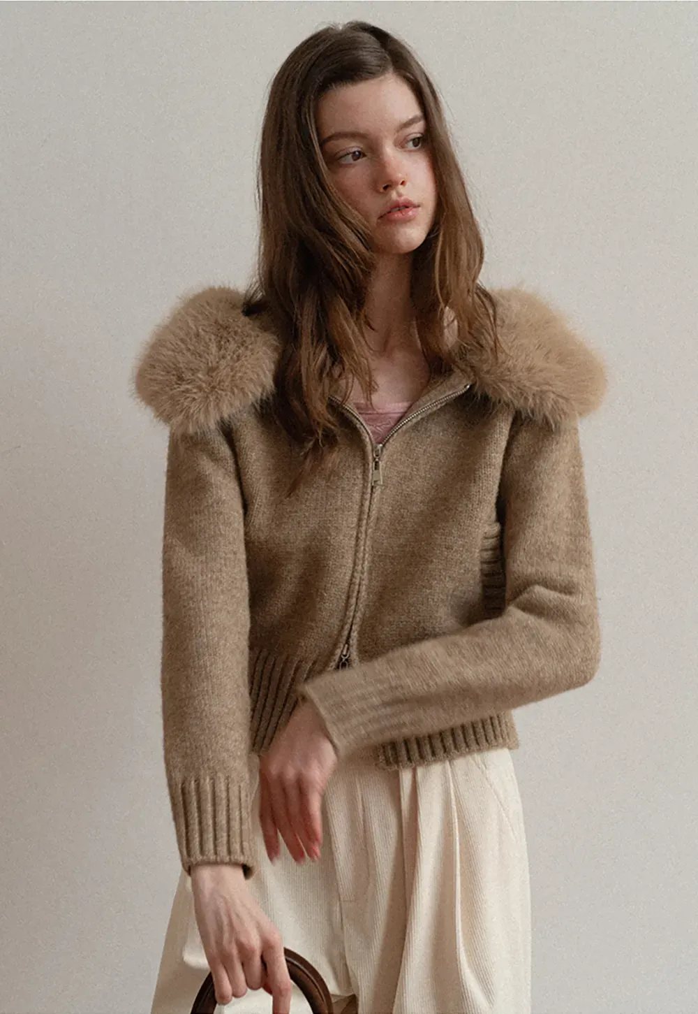 Pleated Wide-Leg Corduroy Pants