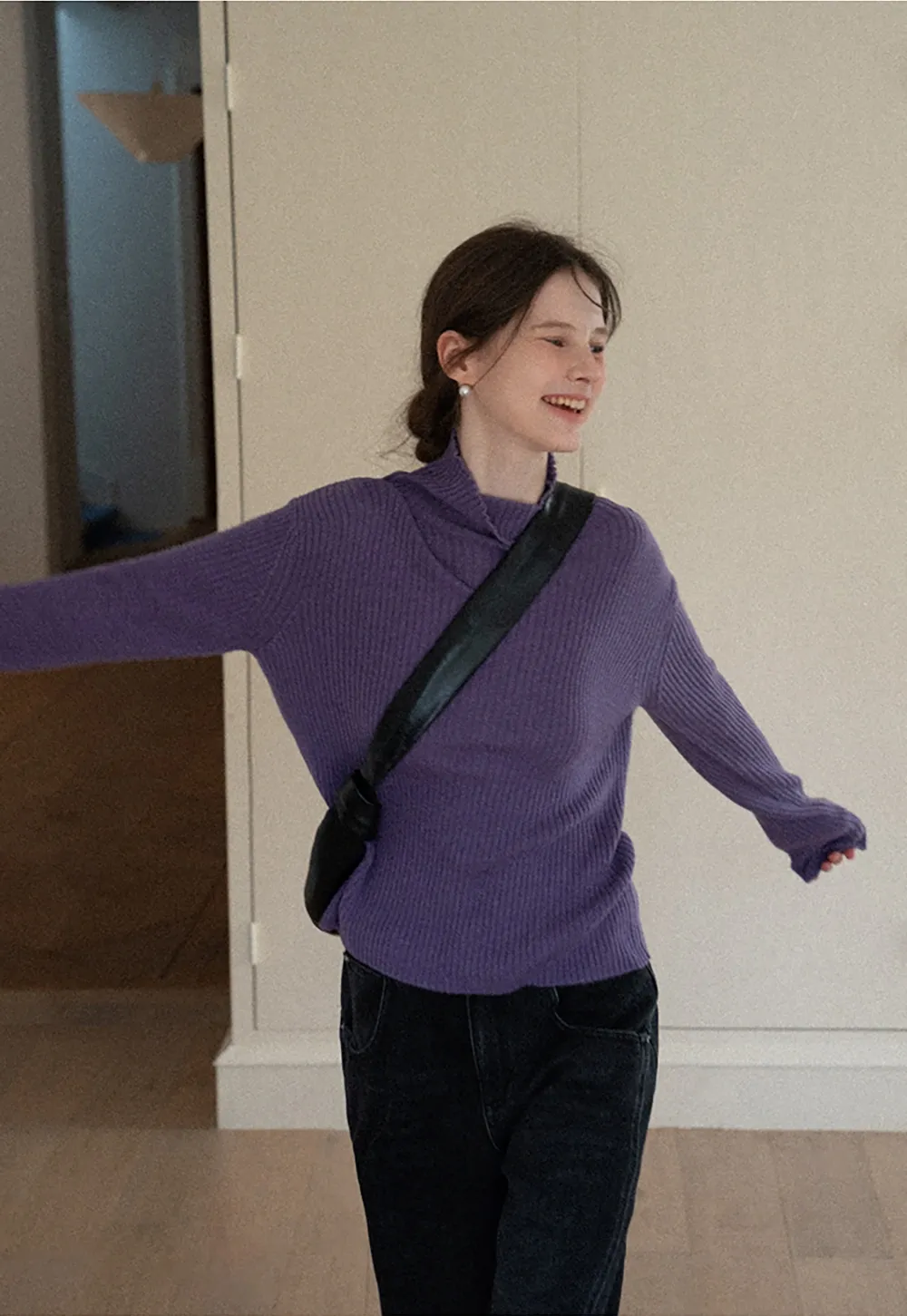 Women Ribbed Turtleneck Sweater for Fall