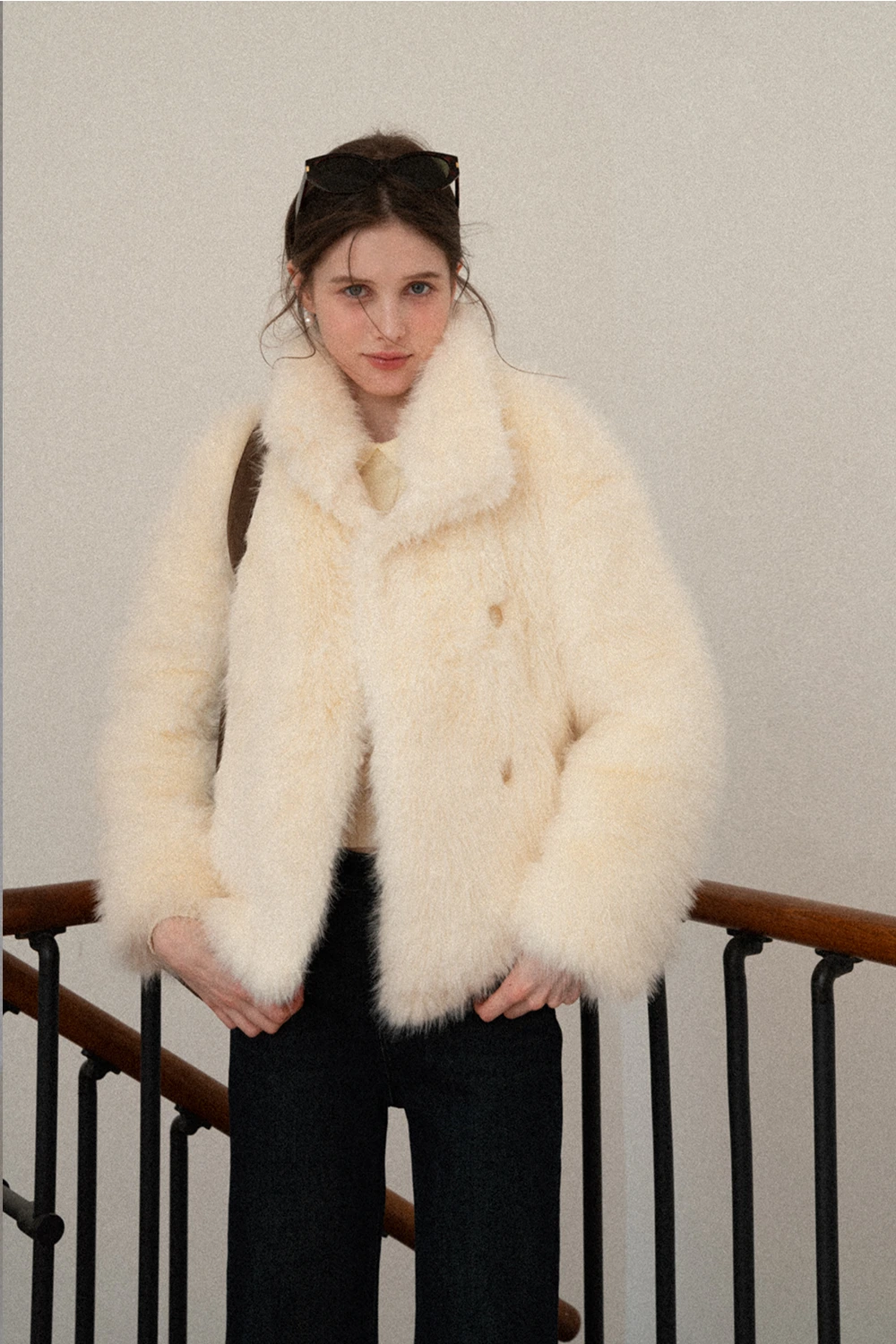 Plush Faux Fur Jacket Buttons