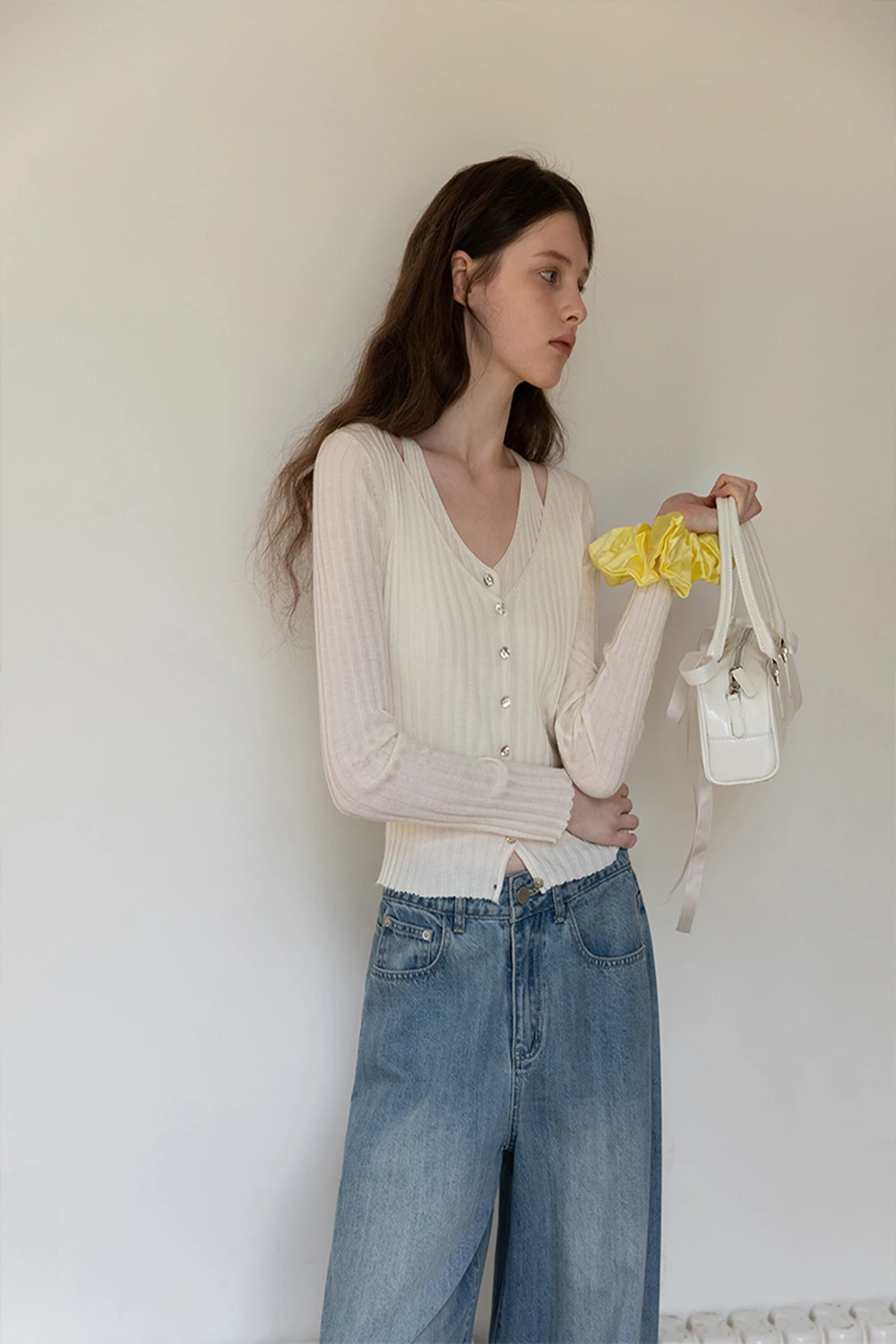 Ribbed Long Sleeve Knit Top