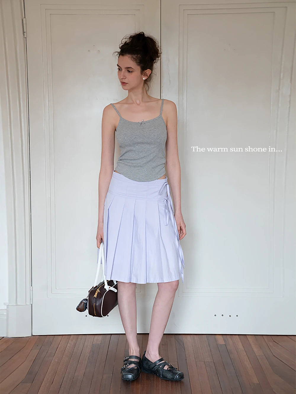 Women's Pleated Skirt with Side Ties