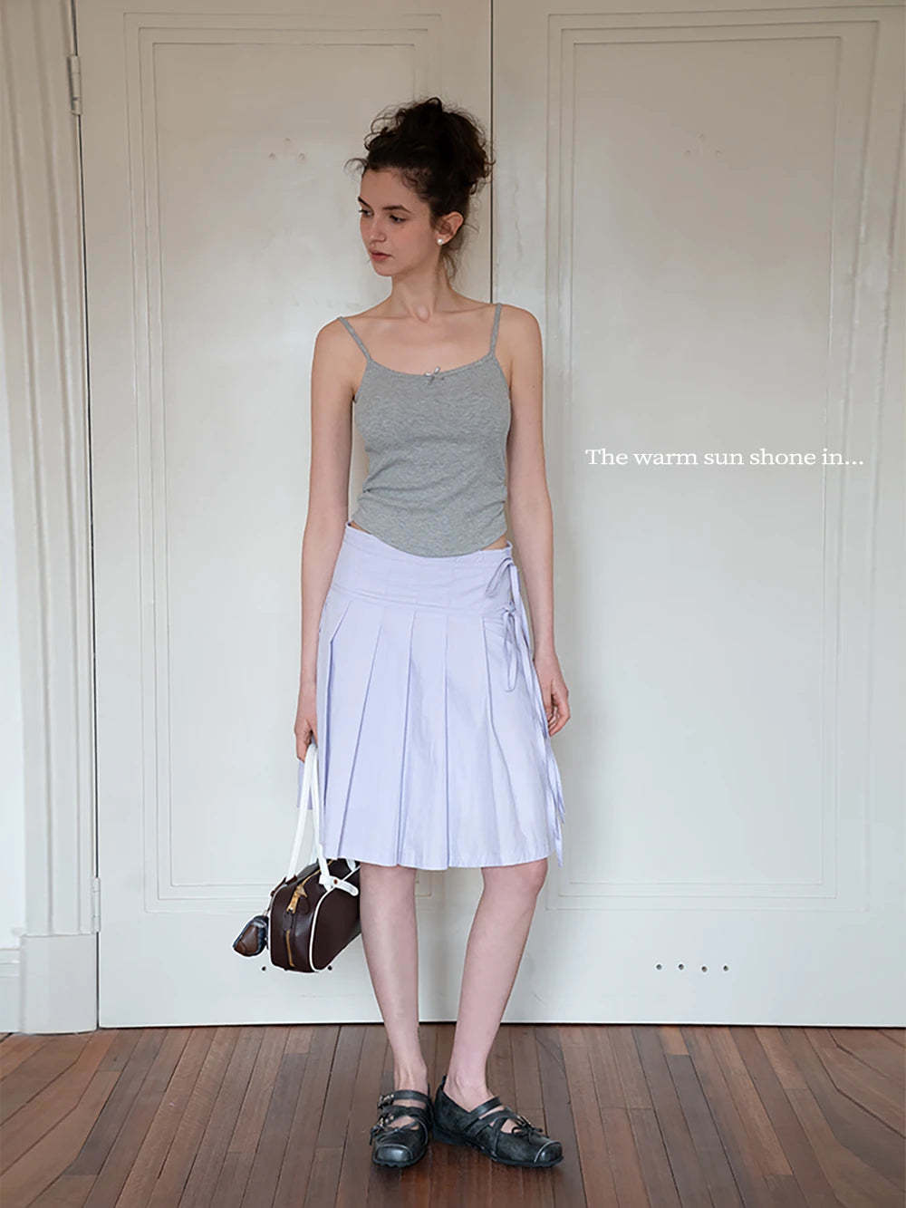 Women's Pleated Skirt with Side Ties