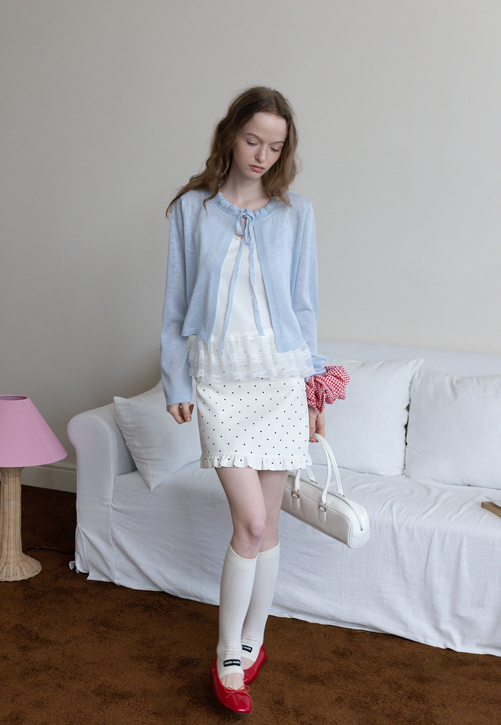 Women's Ruffle Trim Knit Cardigan