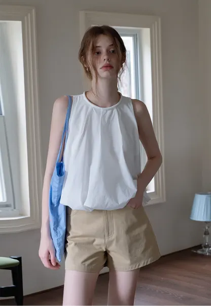 Women’s Belted High-Waist Cotton Shorts