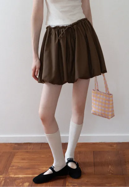 Drawstring Bubble Mini Skirt