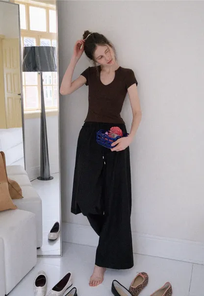 Drawstring Wide-Leg Pants