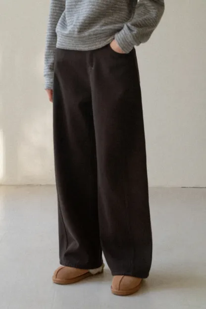 Loose Fleece-Lined Jeans with Tassel Belt